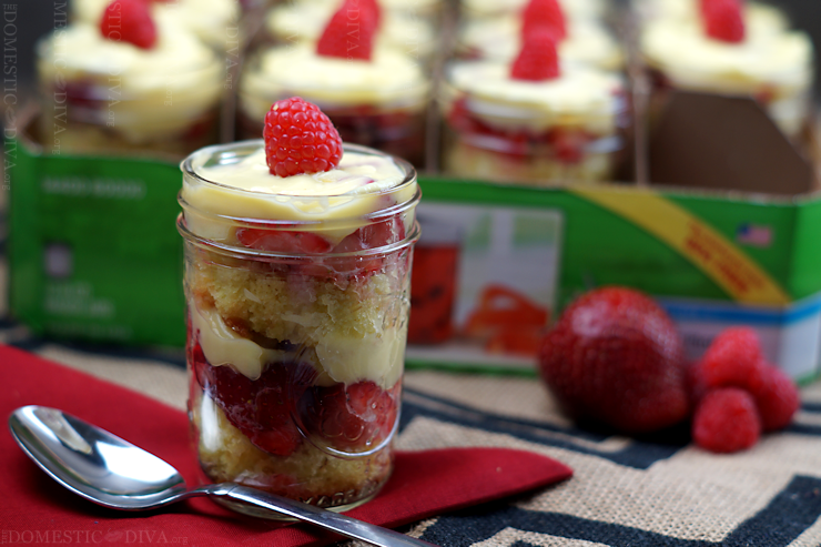 Mini Lemon Berry Trifle Recipe: dessert using fresh fruit and served in mini mason jars