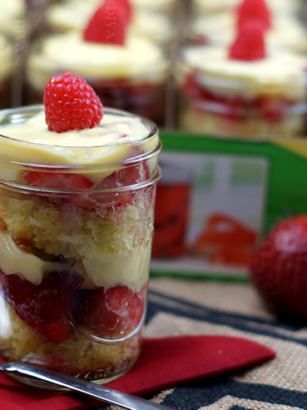 Mini Lemon Berry Trifle Recipe: dessert using fresh fruitfrom Walmart served in mini mason jars
