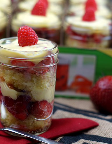 Mini Lemon Berry Trifle Recipe: dessert using fresh fruitfrom Walmart served in mini mason jars