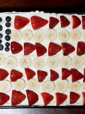 Patriotic Flag Dessert: Strawberry, Banana, and Blueberry Shortcake Recipe