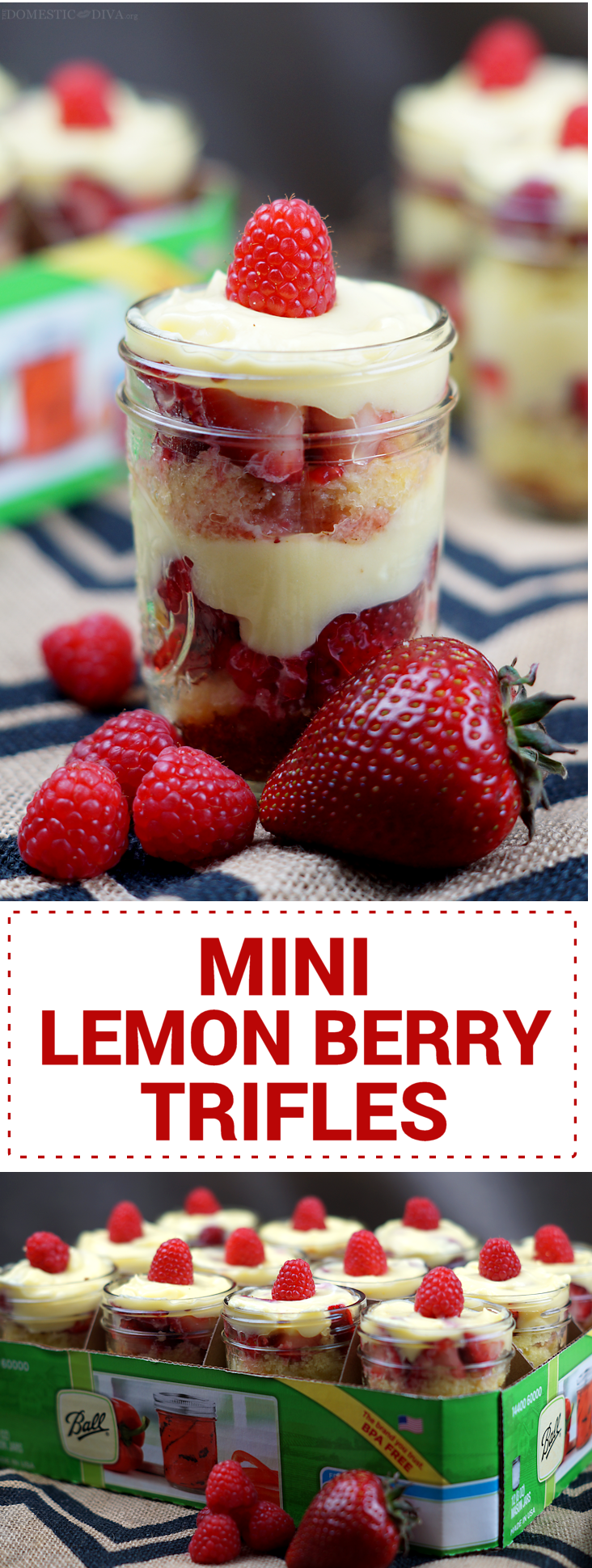 Mini Lemon Berry Trifle Recipe: dessert using fresh fruit served in mini mason jars