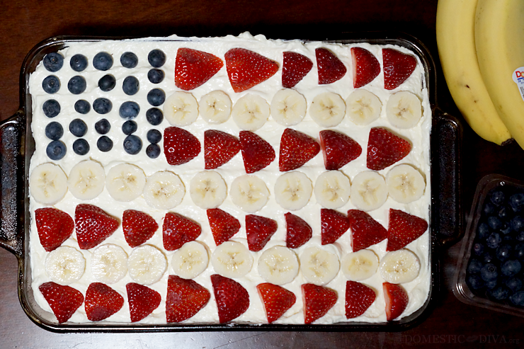 Patriotic Flag Dessert: Strawberry, Banana, and Blueberry Shortcake Recipe