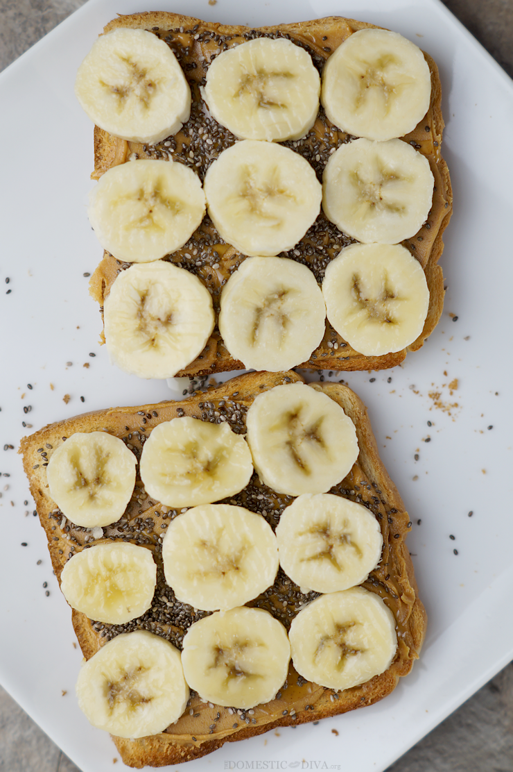 The Ultimate Toast Topping Combination: Peanut Butter, Banana, & Chia Seeds drizzled with Honey (recipe)