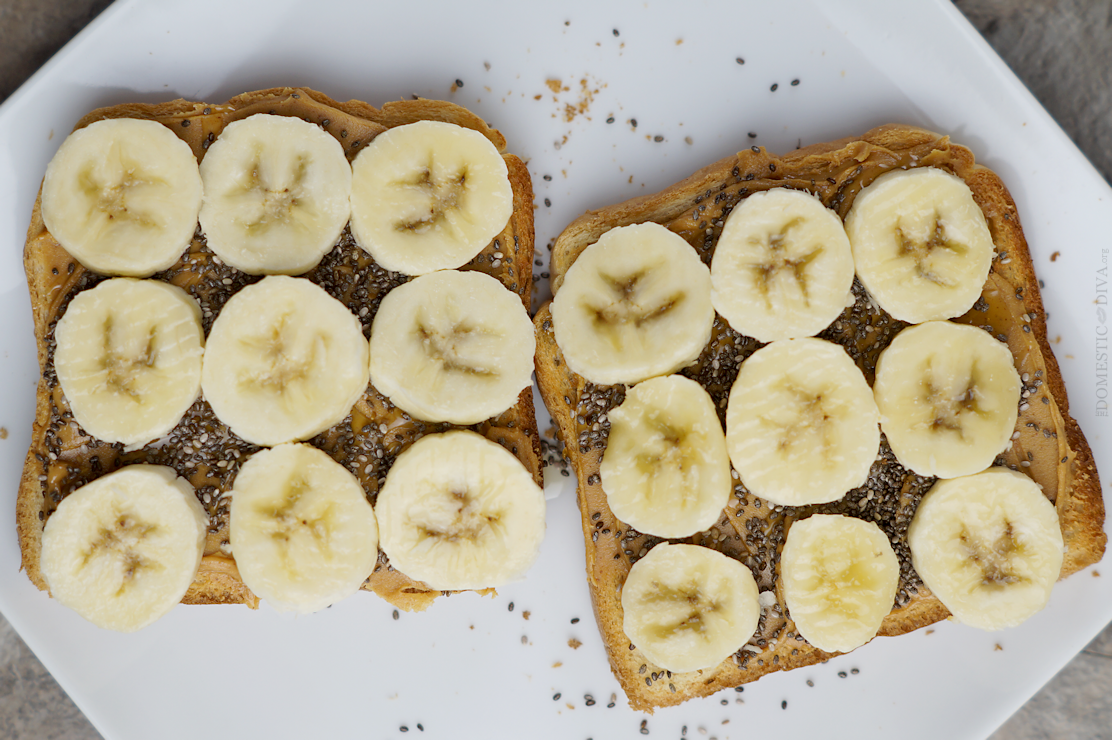 The Ultimate Toast Topping Combination: Peanut Butter, Banana, & Chia Seeds drizzled with Honey (recipe)